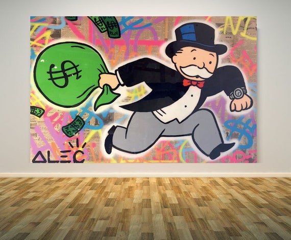 Monopoly Money Bag Print on Canvas