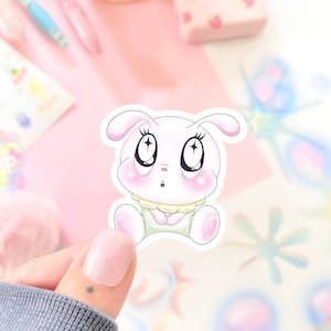 cute bunny sticker kawaii bunny clown sticker rabbit decal waterproof laptop cute trendy sticker pastel amine bunny vinyl sticker cutecore