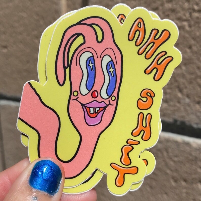 creepy cute weird stuff cool stickers original art weird clowncore aesthetic stickers funny sticker trippy weatherproof waterproof sticker image 3