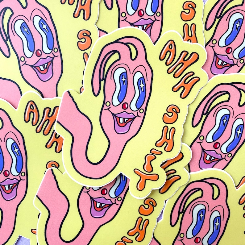 creepy cute weird stuff cool stickers original art weird clowncore aesthetic stickers funny sticker trippy weatherproof waterproof sticker image 1