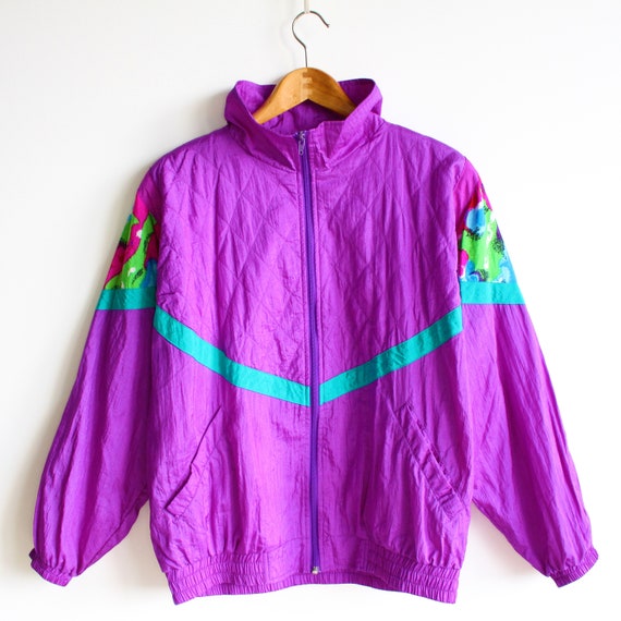Vintage 90's Laura Katherine Pink Multi Color Windbreaker Jacket