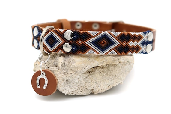 Dog Collars in Brown and Navy Blue Colors, Dark Collar for Pets, Gifts for Dog Lovers, Comfortable Collar for Puppies, Pet Collar, DOGS: