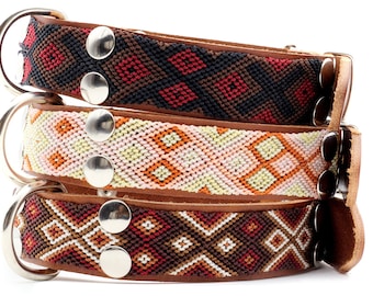 Aztec style geometric dog collars, Beautiful Aztec collar for pets, dogs.