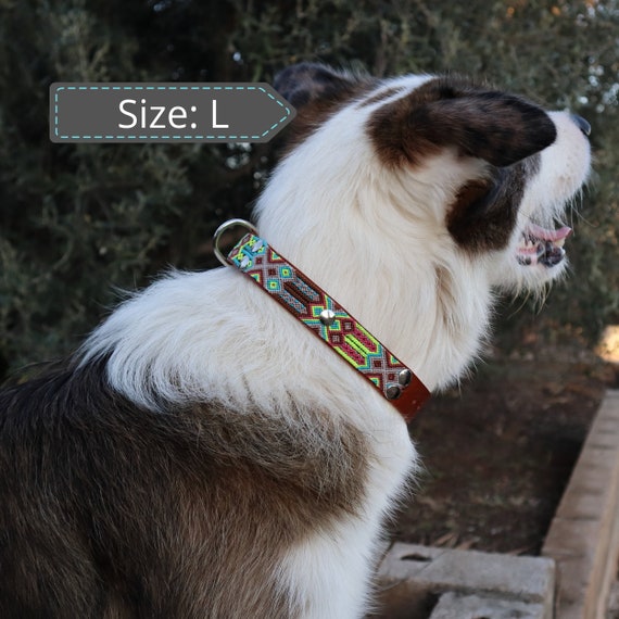 Collares de Perro con Cuero Natural con Tejidos de estilo - Etsy
