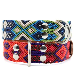Pet collars, Red and Blue collars for hippie dogs, wide collar for dogs, High leather collars, Happy dogs collar, pet accessories. Pets.