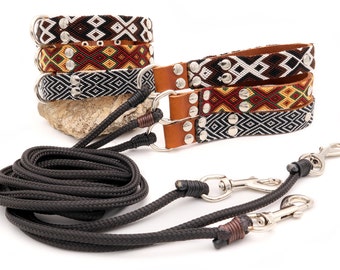 Dog collar, leash and collar set, ethnic style dog collars, Brown Puppy Collars (XS / L)