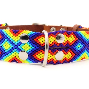 Hand Braided Aztec Style Leather Dog Collar, Collar for Large Dogs
