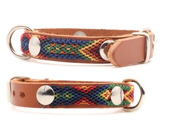 Collar Cuero Marrón Estrecho Para Perro Pequeño Y Mediano, Collar Azul Marino Mascotas, Collar Cuero Marrón Muy Fino, Banda de Cuello Perro.