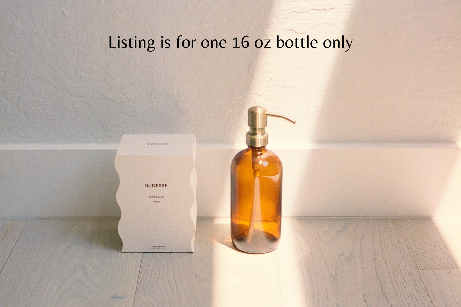 16 Oz Amber Glass Bottle Metal Pump Refillable Soap Etsy