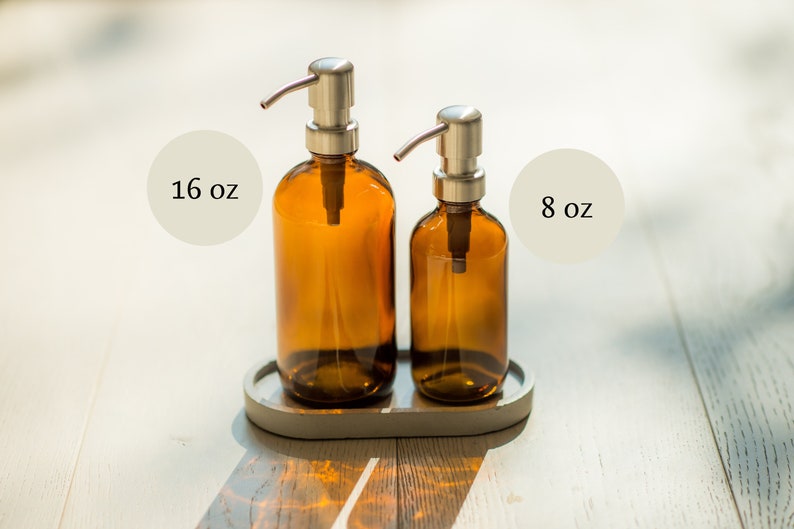 8 Oz Amber Glass Bottle Metal Pump Refillable Soap Etsy