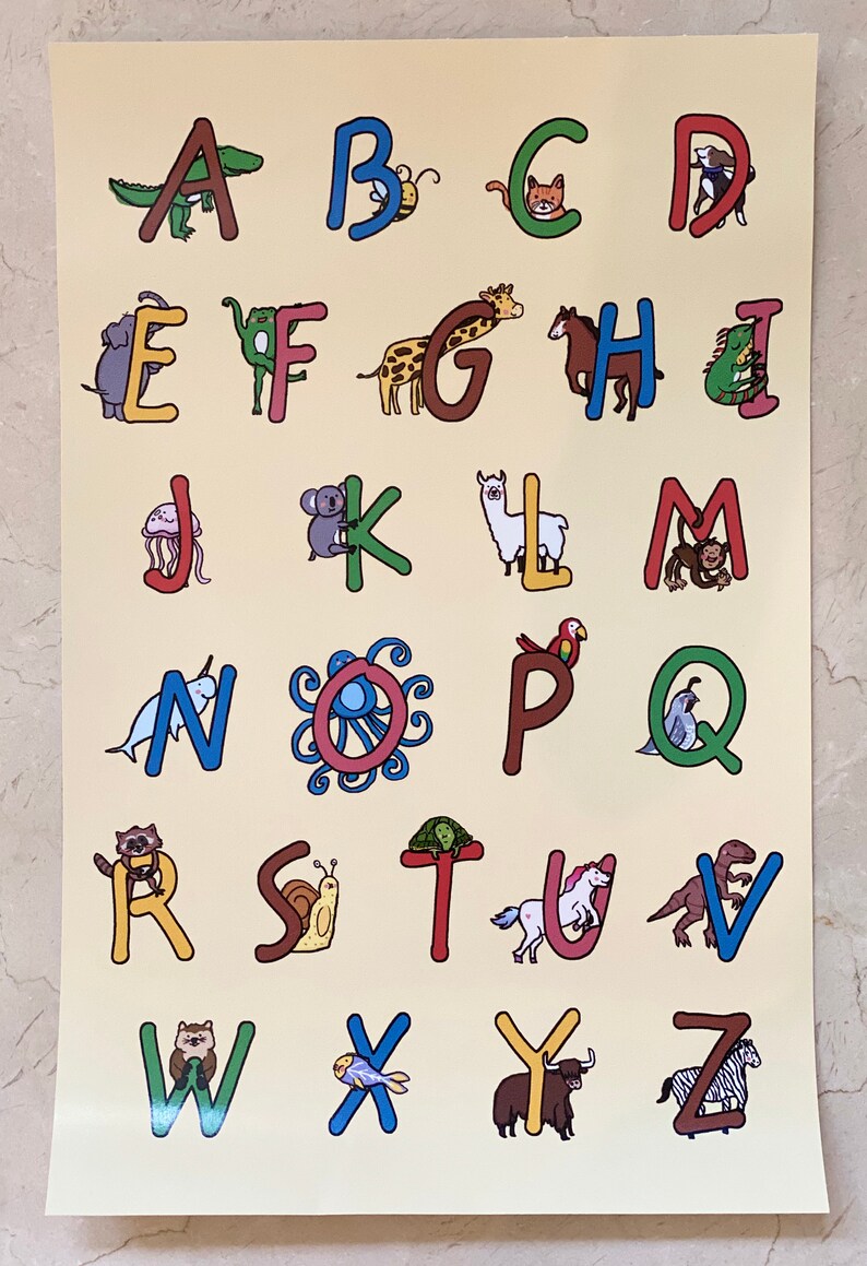 Animal Alphabet Poster Etsy
