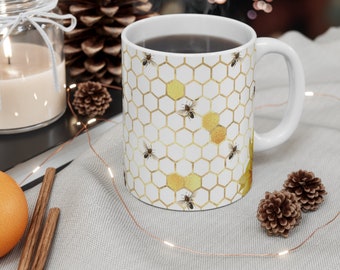 Sunflower Mug | Honey Bee Coffee Mug | Floral Tea Cup | Gift for Beekeeper