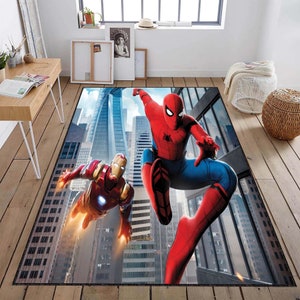 Alfombra de Spiderman, Alfombra de dibujos animados, Decoración del hogar, Alfombra de sala de juegos, Alfombra de habitación de niño, Alfombra de área, Alfombra lavable a máquina, Alfombras para niños, Regalo para él, Alfombra