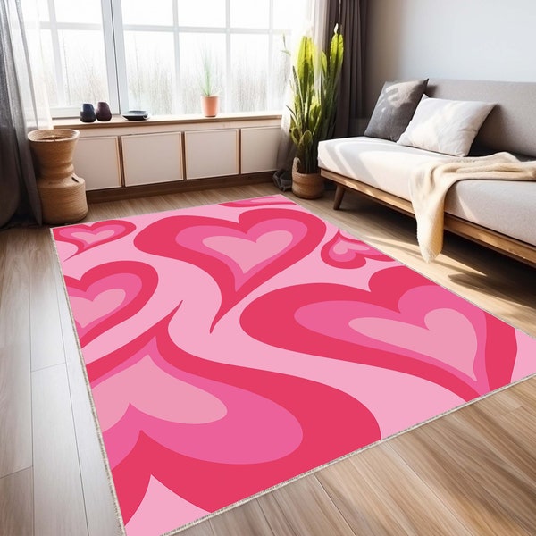 Pink heart rug, Girl room rug, Heart rug, Pink rugs, Children rug, Nursery rug, Large rug, Girl rug, Small rug, Gift rug, Girl room decor,