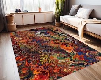 Exotic Vibes Colorful Rug, Abstract Design Rug, Trippy Art Rug, Art Decor Rug, Interiors Design Rug, Floor Rug, Pet Friendly Rug, Custom Rug