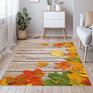 Fall Leaves Rug, Fall Rug, Autumn Rug, Leaf Pattern Rug, Decor Leaves ...