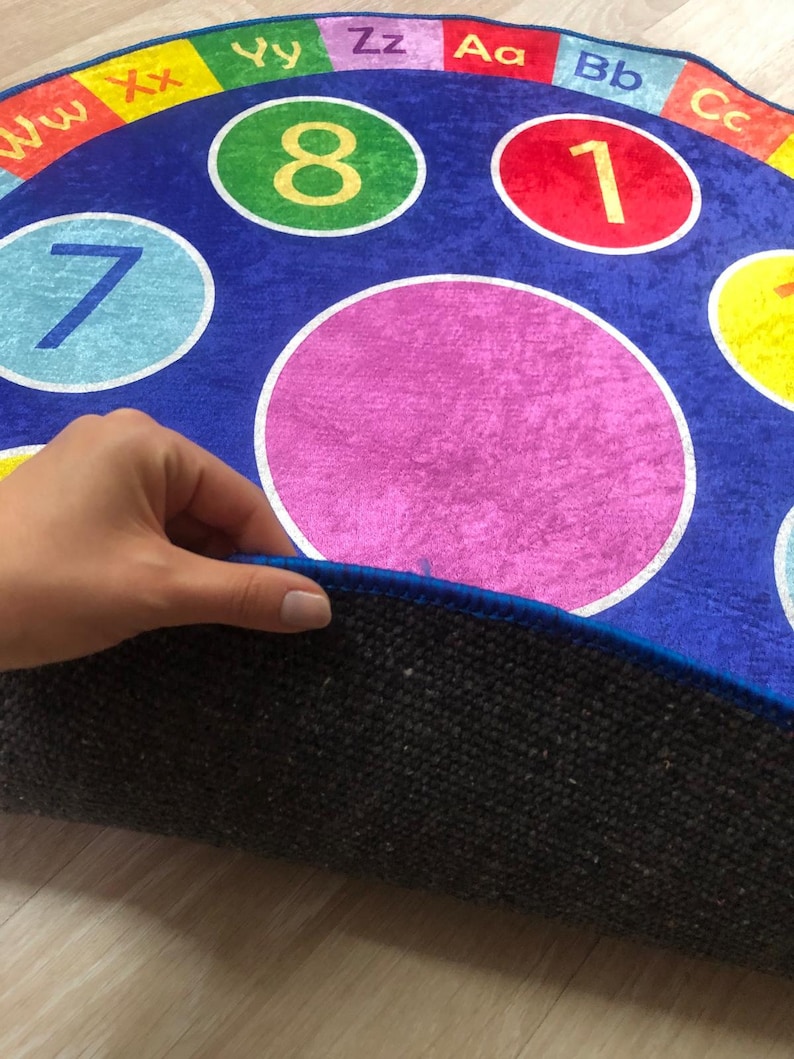 Round Rug, Circle Rug, Colorful Rug, Alphabet Round Rug, ABC Rug, Educational Rug Mat, Nonslip Soft Rug, Machine Washable Kindergarten Rug
