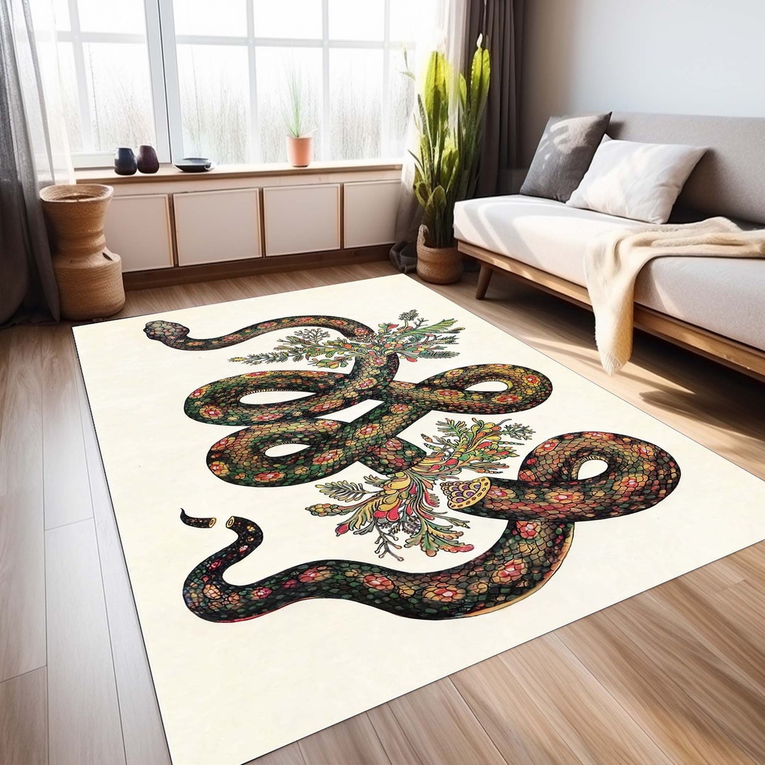 Snake Rug, Snake Design Rug, Salon Rug, Rugs, Tumbled Rug, Home Decor ...