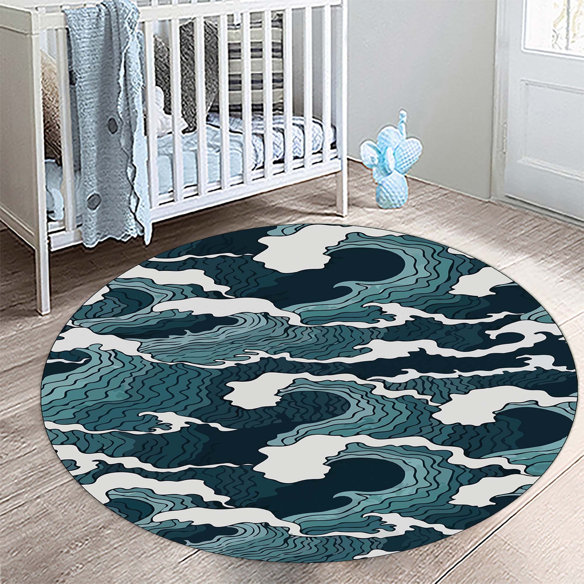 Custom Round Rugs, Personalized Rug, Circle Area Rug, Green Rug, Custom ...