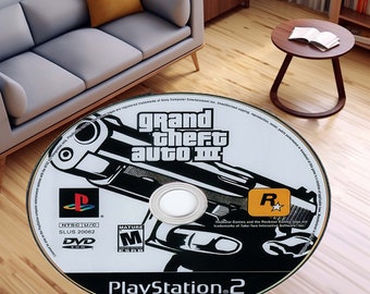 May include: A white PlayStation 2 game disc for Grand Theft Auto III. The disc features a black and white image of a gun with the game title and rating printed on it.