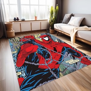 Alfombra de Spiderman, alfombra de dibujos animados, alfombra de decoración del hogar, alfombra de sala de juegos, alfombra de habitación de niño, alfombra de área, alfombra lavable a máquina, alfombras para niños, regalo para él, alfombra