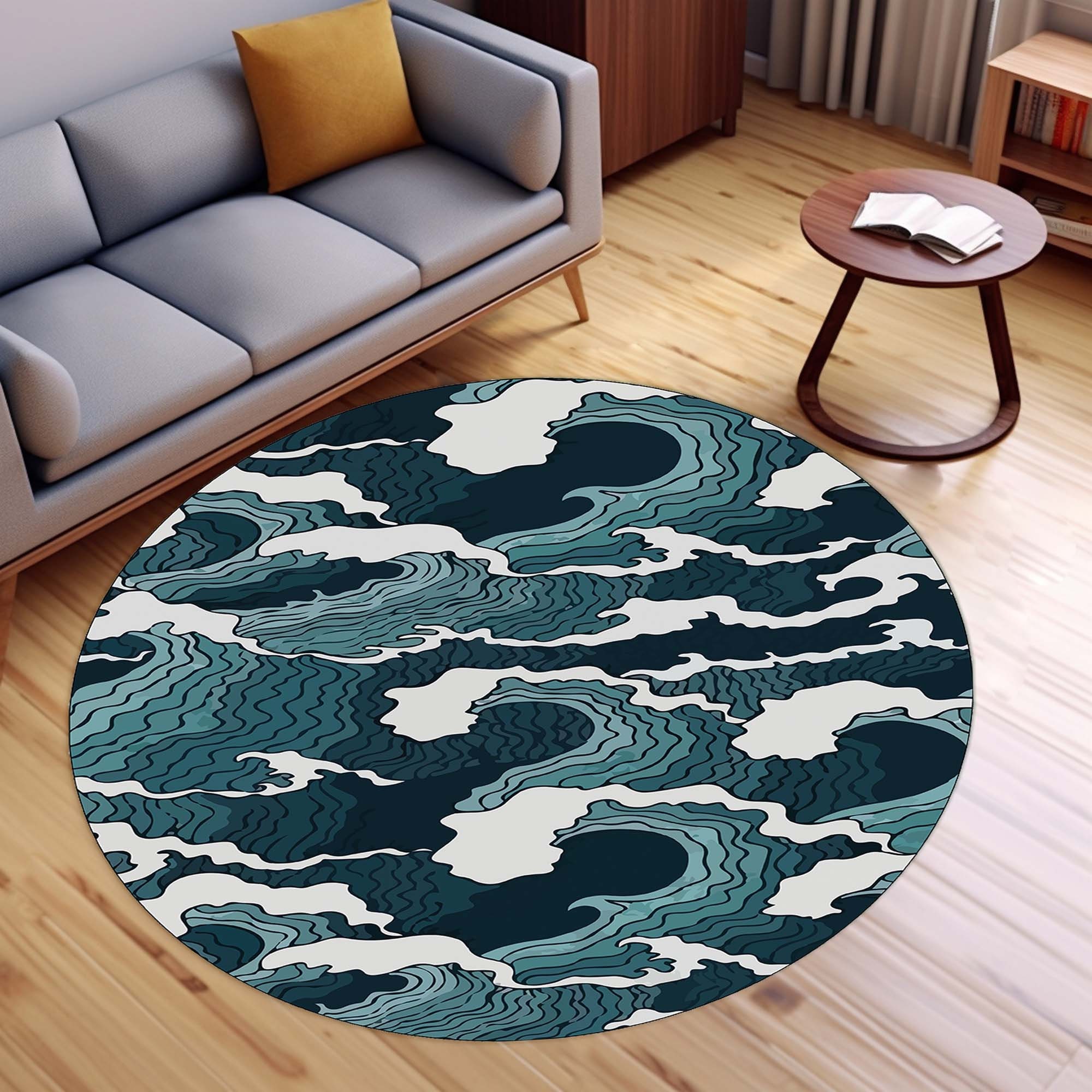 Handmade Circular Rug Custom Round Rugs, Personalized Rug, Circle Area Rug, Green Rug, Custom ...