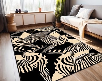 Zebra Pattern Rug, Zebra Skin Bedroom Rug, Non Slip Washable Rug, Animal Rug, Home Decor Rug, Area Rug, Black and White Rug, Living Room Rug