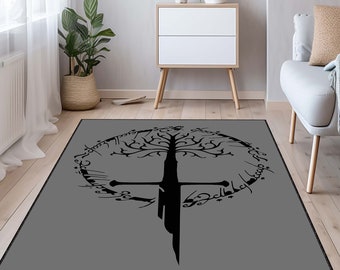 Lord Of Rings rug, Fantastic rug, Gandalf decor, Fellowship rug, Sauron rug, Game room rug,