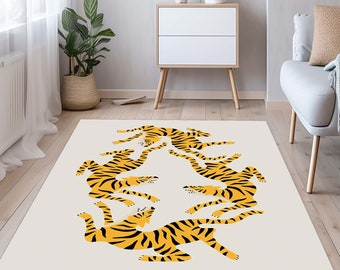 Tiger Rug, Area Rug, Floor Rug, Custom Rug, Living Room Rug, Modern Rug, Popular Rug, Home Decor Rug, Minimalist Rug, Entryway Rug, Washable