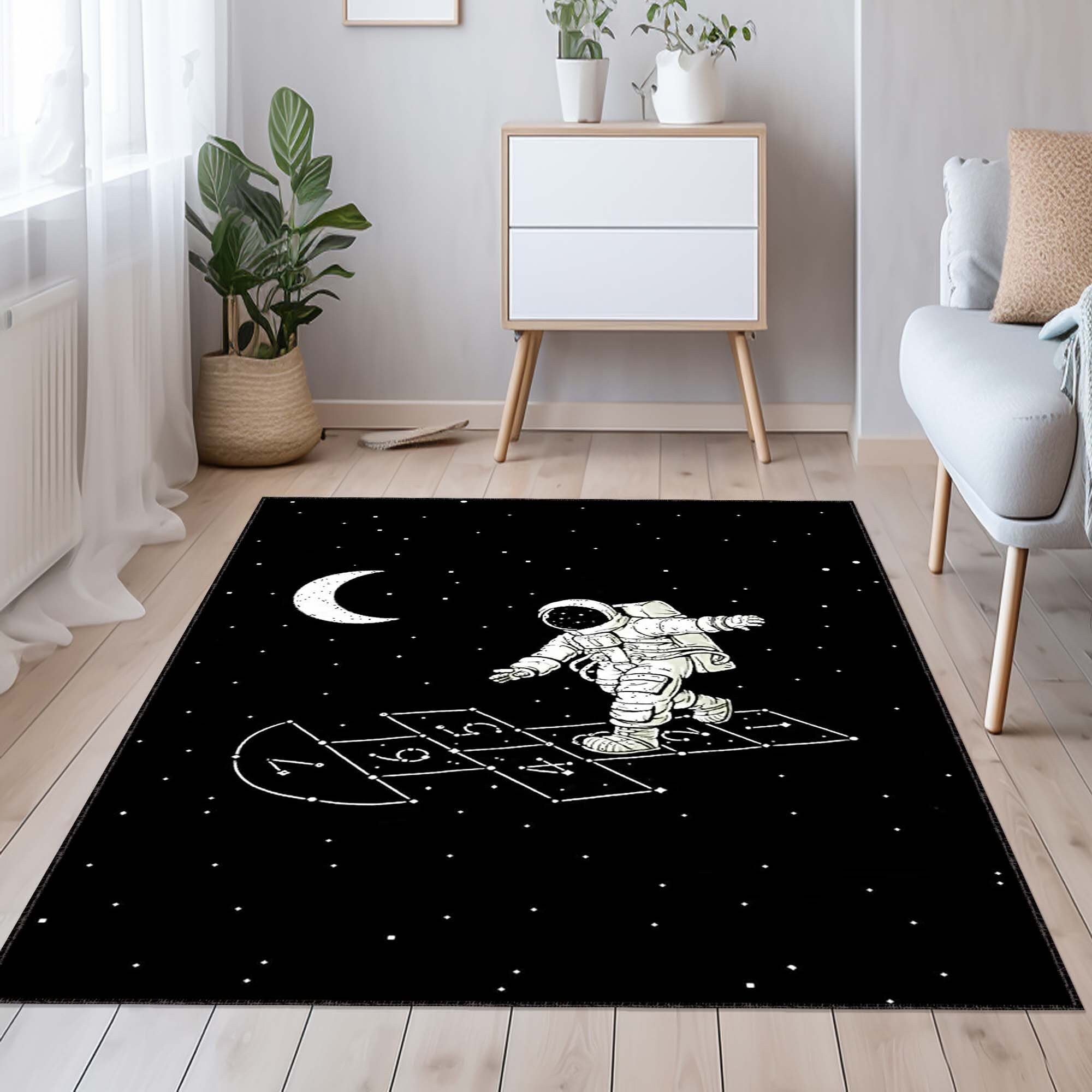 Discover Astronaut Rug, Space Rug, Kids Player Rug, Spaceship Rug, Game Room Rug, Planet themed Rug