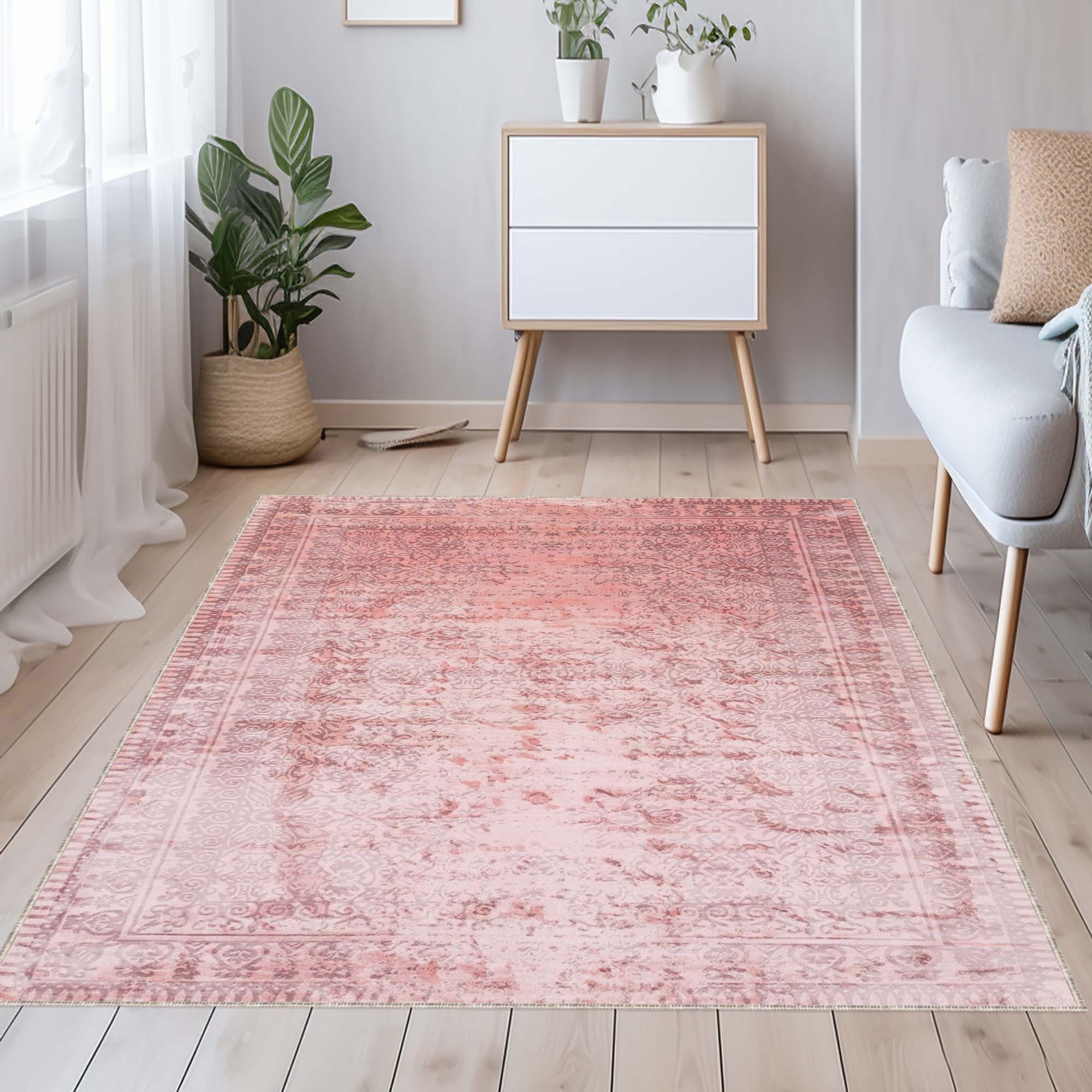 Tapete decorativo rosa, tapete de área, tapete personalizado, tapete de salão, tapete de chão, tapete lavável, tapete antiderrapante, tapete que aceita animais de estimação, tapete ecológico, tapete étnico