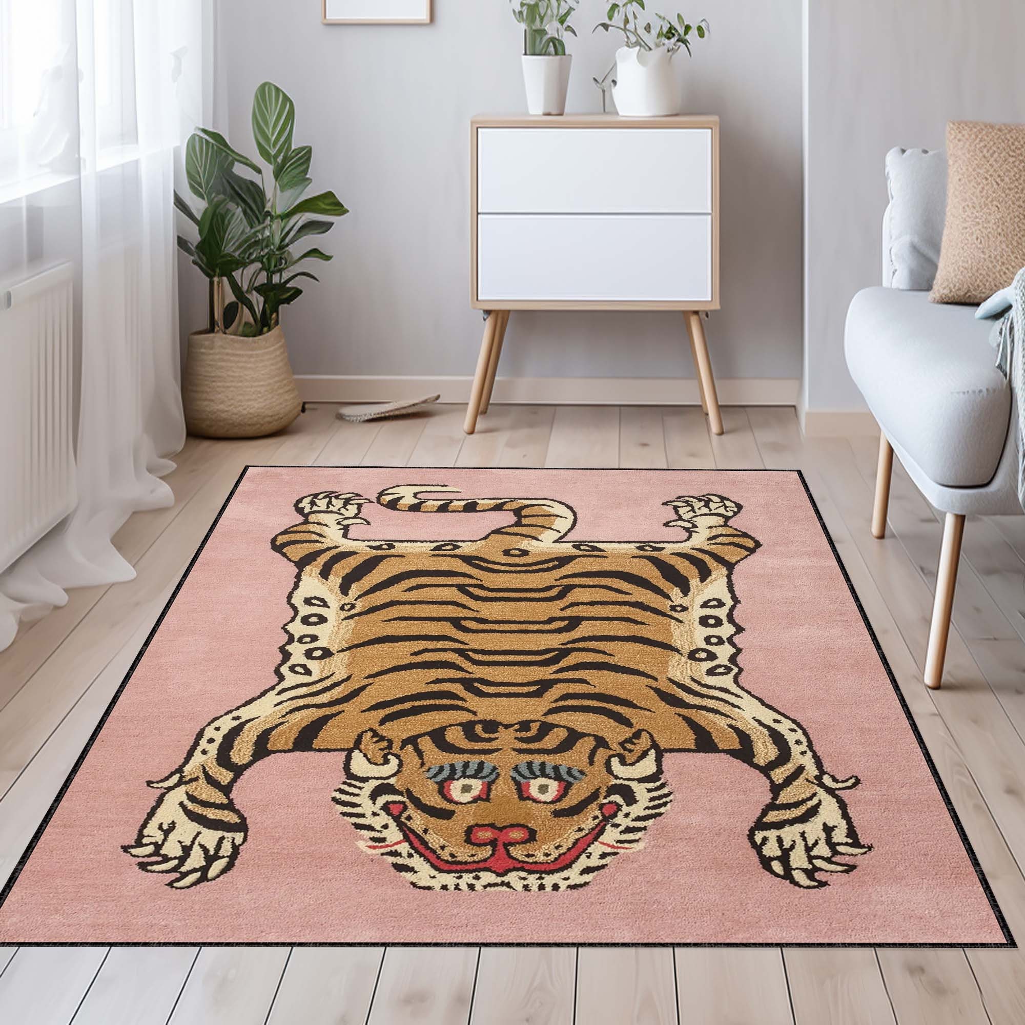 Tibetan Tiger Rug, Tiger Rug, Animal Rug, Japanese Tiger Painting