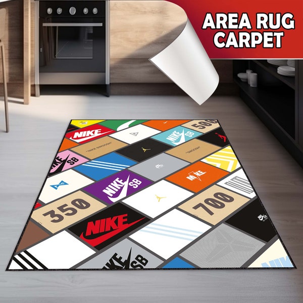 Custom rug, Area rug, Game room rug, Gift for boy, Colorful rug, Home decor, Washable rug, Non slip based rug, Air Jordan rug, NBA rug