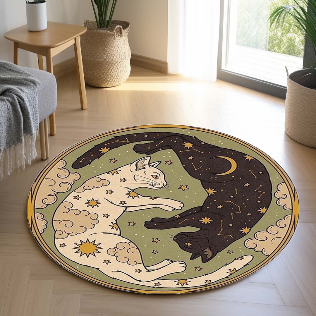 Cat Loop Rug Yin Yang Rug, Cat Rug, Cat Rugs, Round Rug, Circle Rugs, Animal Rug ...