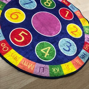 Round Rug, Circle Rug, Colorful Rug, Alphabet Round Rug, ABC Rug, Educational Rug Mat, Nonslip Soft Rug, Machine Washable Kindergarten Rug
