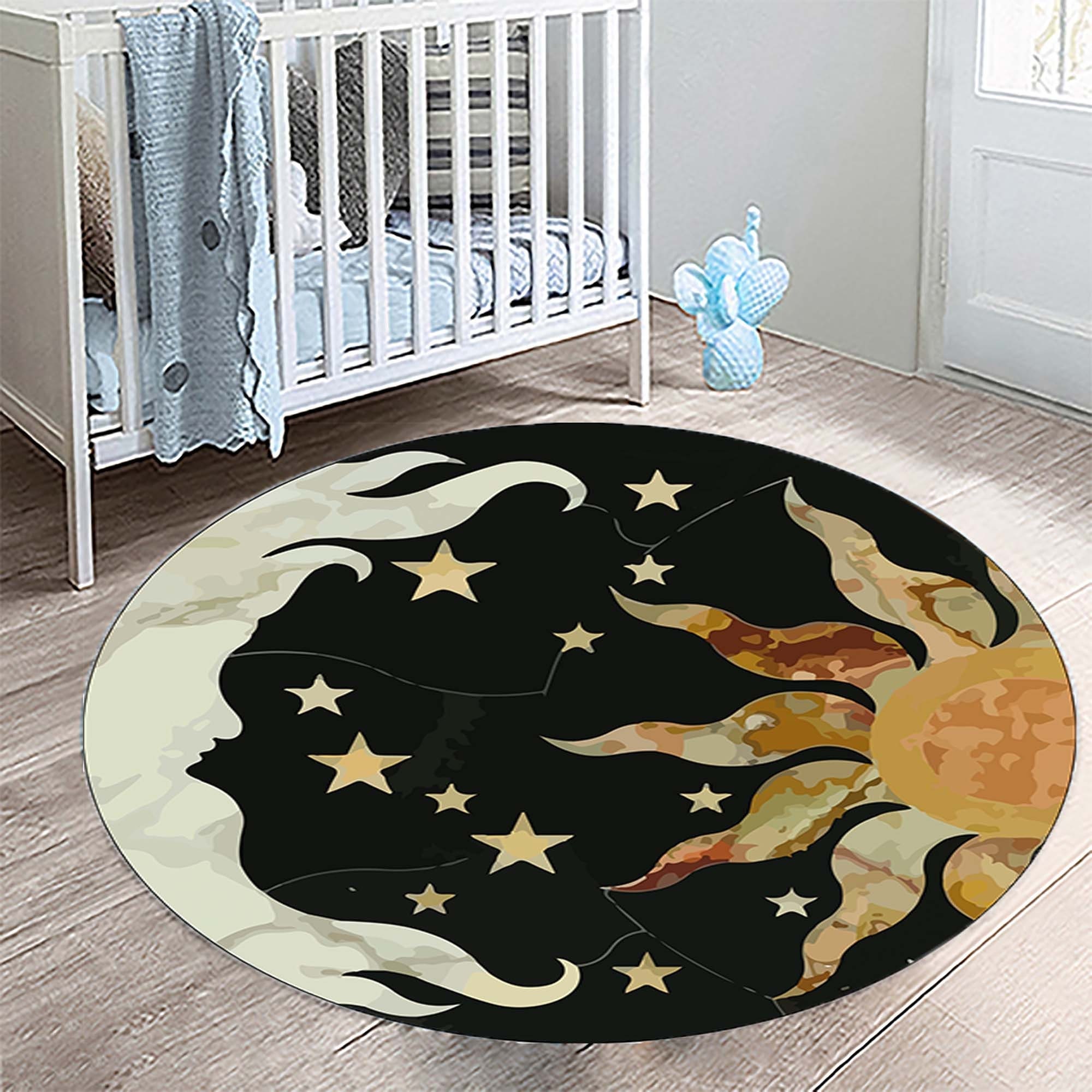 Yellow Moon Rug Sun and Moon Yin Yang Rug, Meditation Carpet, Yoga Mat, Nonslip ...