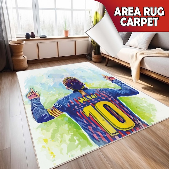 Lionel Messi rug, Football rug, Sports rug, Personalized rug, Printed rug, Messi rug, World Cup rug, Washable rug, Area rug, Floor rug, Rug