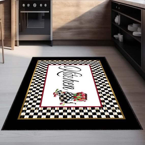 Checkered Rug, Rugs for Kitchen, Non-Slip Rug, Washable Rug, Kitchen Rug, Custom Rug, Kitchen Carpet, Small Rug, Kitchen Decor Rug,Floor Rug