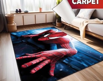 Spiderman rug, Cartoon rug, Home decor, Game room rug, Boy room rug, Area rug, Machine washable rug, Children rugs, Gift for him, Carpet
