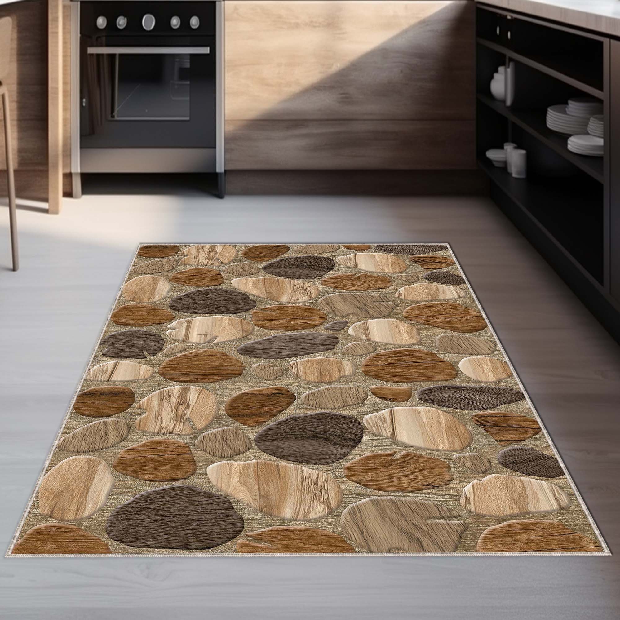 Stone Path Rug Stone Patterned Rug, Uneven Rocks Rug, Stone Pattern Rug , Rock Details ...