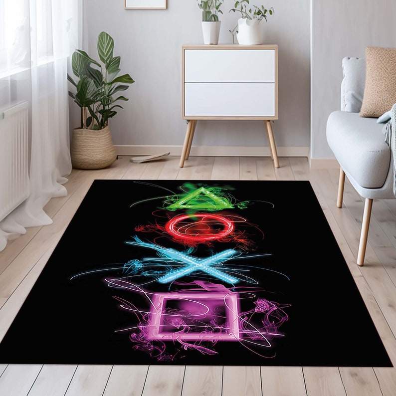 Ps Rugs Play Room Rug, PS4 Logo Rug, Play Station Rug, PS5 Logo Rug, Graffiti ...