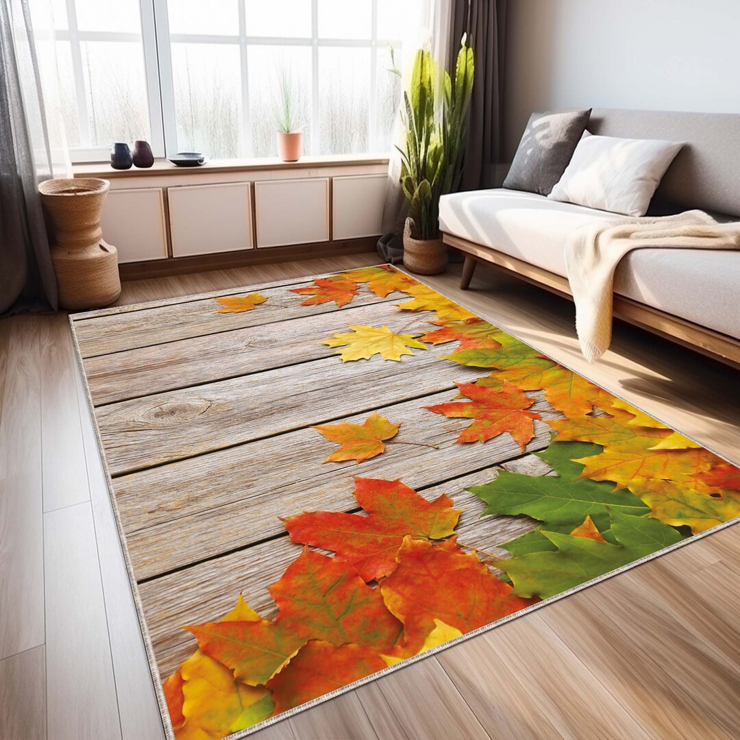 Fall Leaves Rug, Fall Rug, Autumn Rug, Leaf Pattern Rug, Decor Leaves ...
