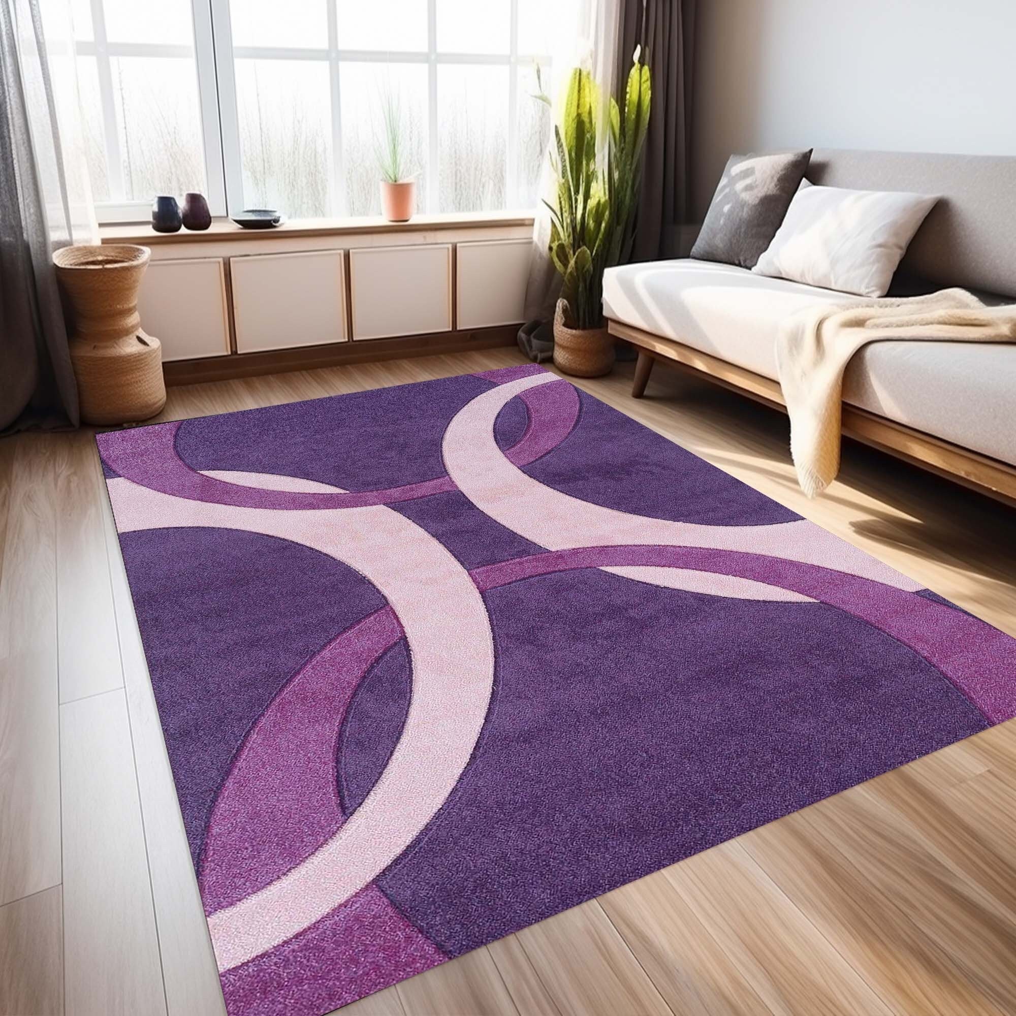 Purple Decor Rug, Mid Century Modern, Art Decor Rug, Large Rug, Salon Area Rug, Home Decor Rug, Indoor Rug, Turkish Purple Rug, Distressed