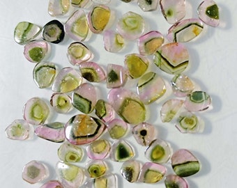 Fette di pietra preziosa naturale di tormalina anguria / taglio trilione sfuso, 56,40 ct