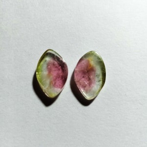 Ct-11.25 Watermelon Tourmaline slice pair 16x10.70mm Bio-color natural tourmaline pair Ct-11.25 Jewelry Making Loose Gemstone  Pc - 2