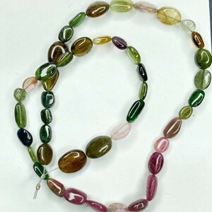 1 Strand Multi Tourmaline Smooth Tumble Beads, Tourmaline Tumble Beads, Tourmaline Jewelry Making Gemstone Beads, 17 Inch Strand Ct-90.50