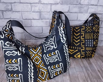 Boho bag in wax/Madras fabric