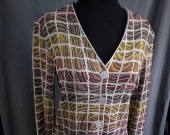 Vintage Missoni Cardigan - Orange Label - Swirly Plaid - Size 38 - XS / S