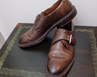 Allen Edmonds Norwich Brown Leather Monk Strap Shoes - 9.5 D