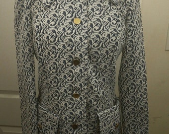 Vintage 1970's Psychedelic Mod Brocade Jacket With Pockets - Small - Medium